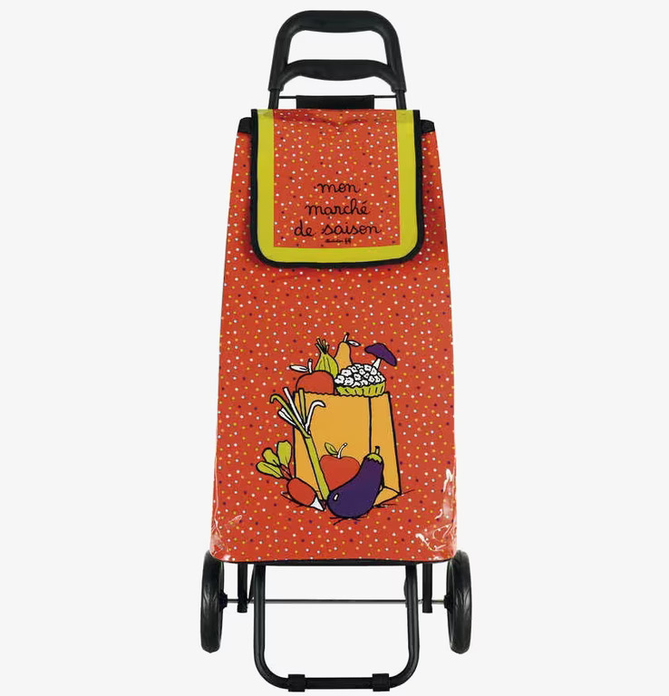 Bild av färgstark shoppingvagn med prickigt mönster
