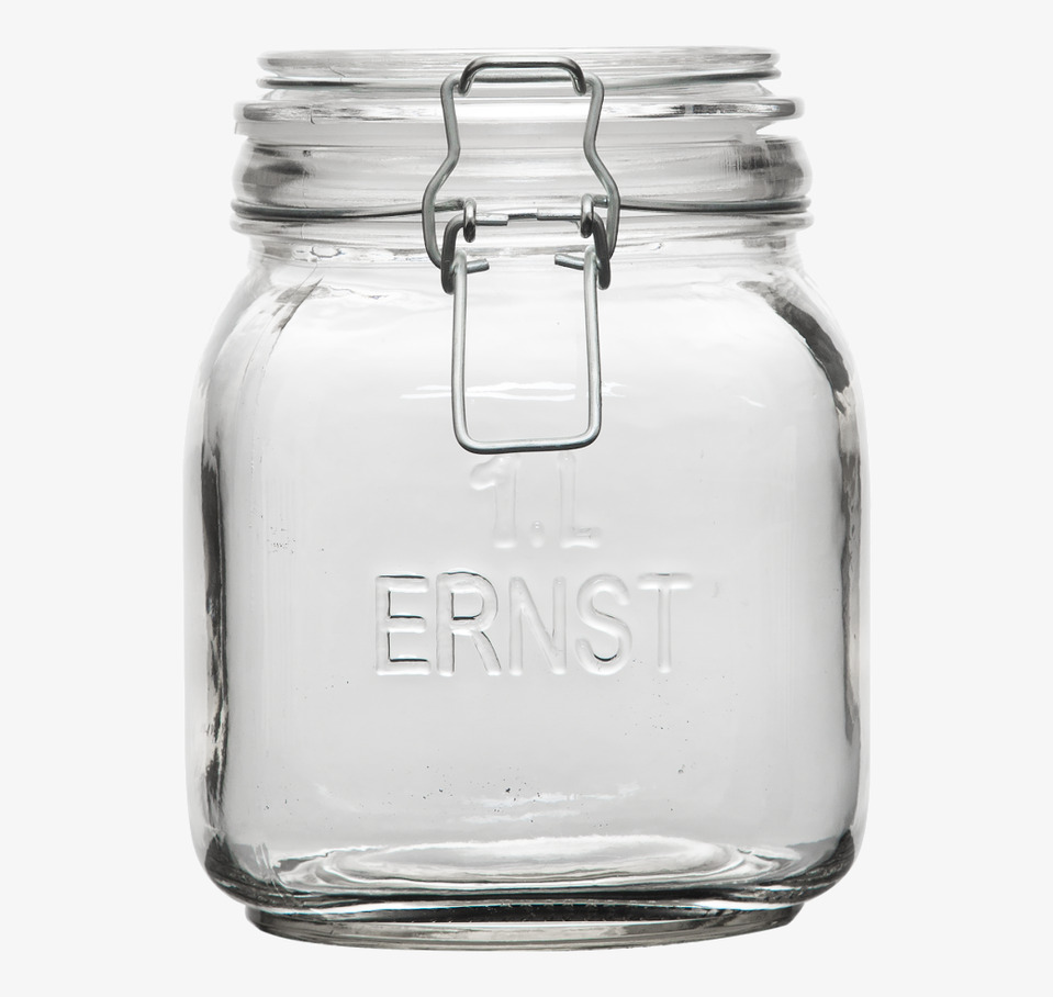 Glasburk Med Spännlock 1 Liter från Ernst på ljus bakgrund