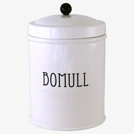 Plåtburk Svarte Petter Bomull från Strömshaga i vitt stål