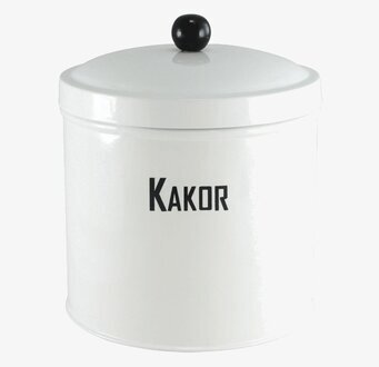 Plåtburk Svarte Petter Kakor från Strömshaga i vit metall