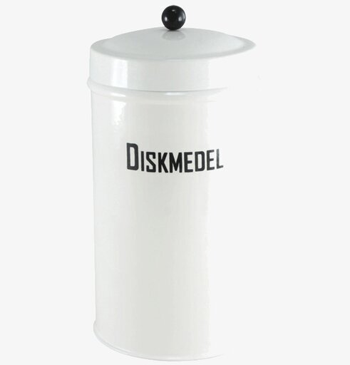 Plåtburk Svarte Petter Diskmedel från Strömshaga i vitt