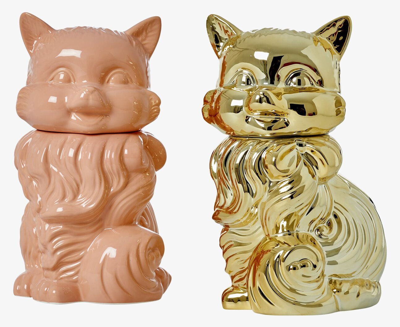 Keramikburk Katt Guld från Rice med glänsande finish