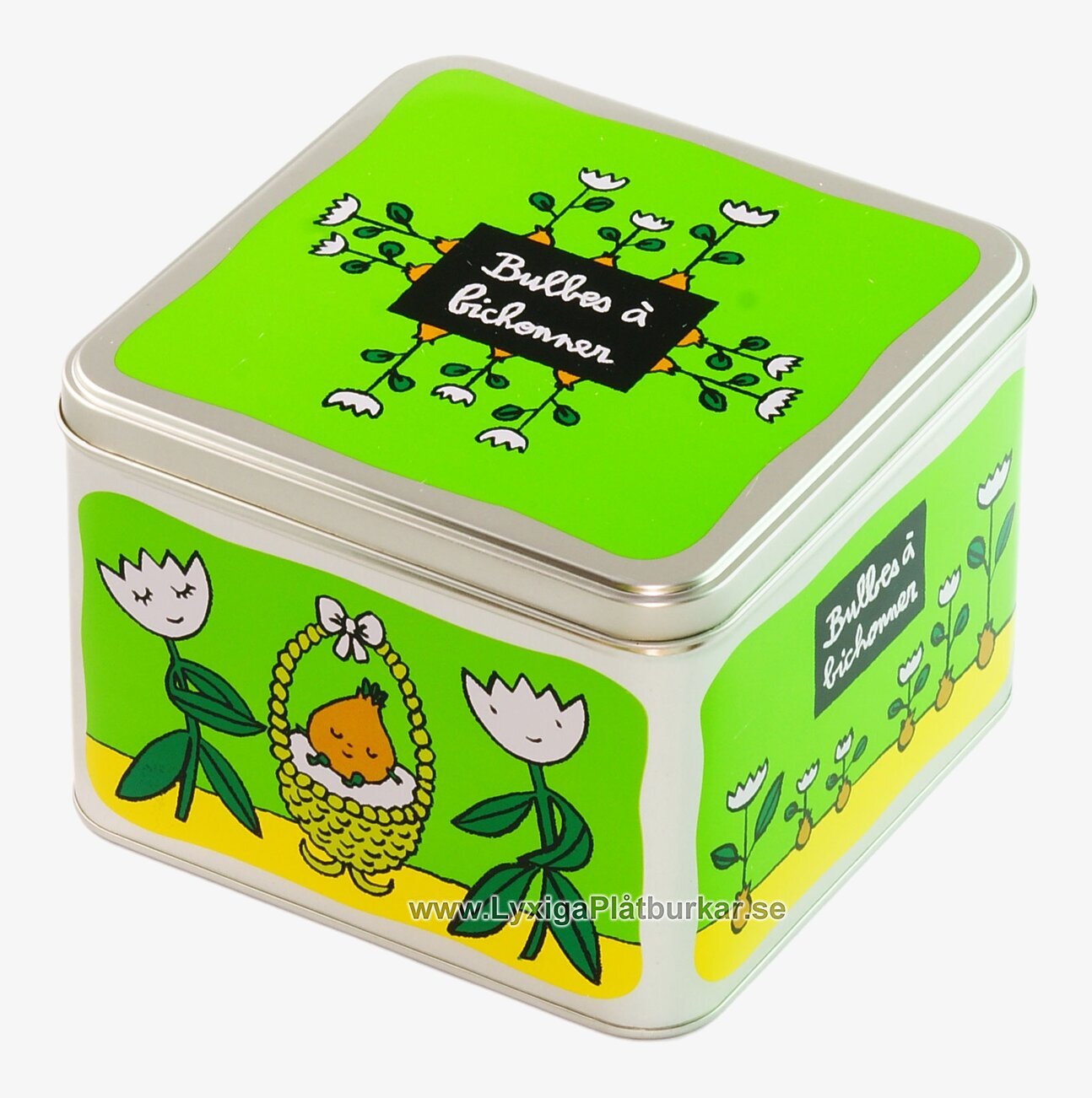 Bild av livfull plåtburk med blommor och vårkänsla