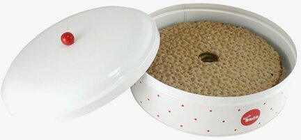 Plåtburk Rund Knäckebröd Röd/Vit från Strömshaga