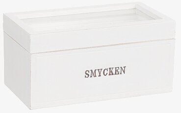 Smycken från Different Design, vit trälåda med glaslock