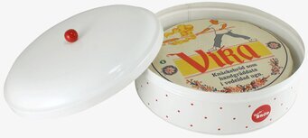 Plåtburk Rund Knäckebröd Röd/Vit från Strömshaga