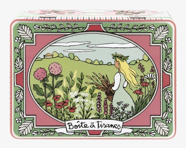 Plåtburk Relief Örtte från Derriére la porte med blommor