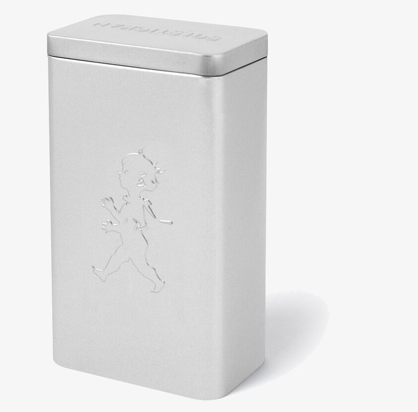 Plåtburk Kaffe Silver från Solstickan med präglad pojke