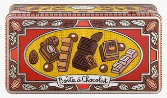 Plåtburk Choklad från Derriére la porte med färgglad design