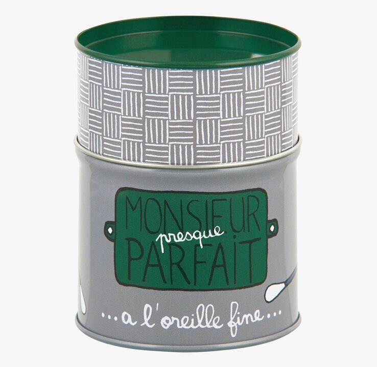 Plåtburk Bomullspinnar från Derriére la porte i grön design