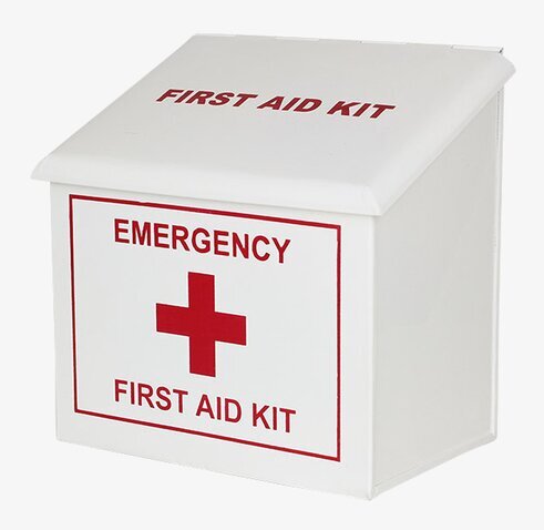 Plåtburk First Aid Kit från Strömshaga med rött kors