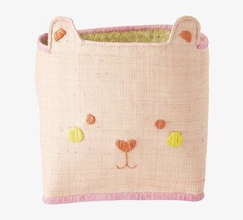 Bild av rosa björnformad förvaringskorg med detaljer