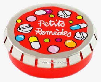 Bild av elegant röd plåtburk med lekfull design