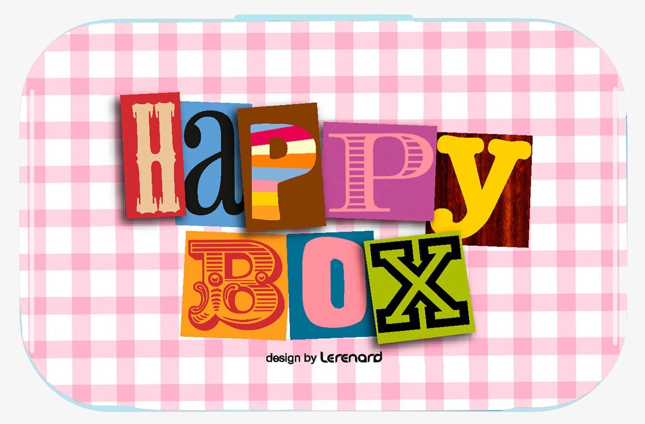 Plåtburk Happy box från Derriére la porte med färgglad design