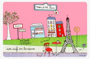 Bild av färgglad Parisillustration med Eiffeltornet