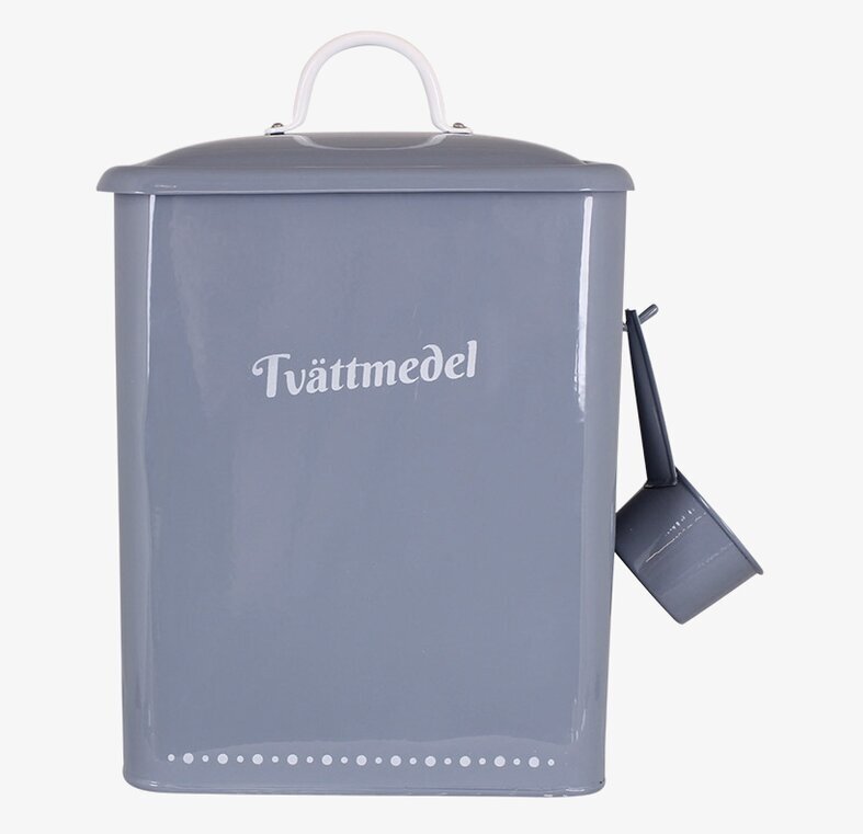 Plåtburk Gladys Tvättmedel Blå från Strömshaga med skopa