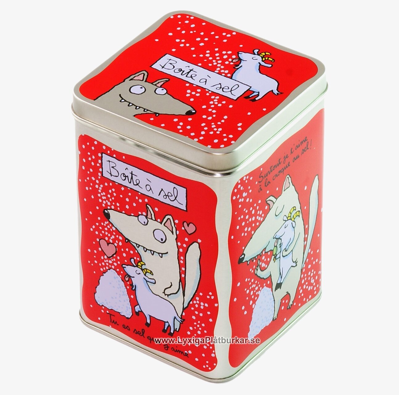 Plåtburk Salt röd från Derriére la porte med lekfull design