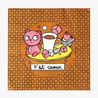 Bild av färgglad illustration med rosa björn och cupcake