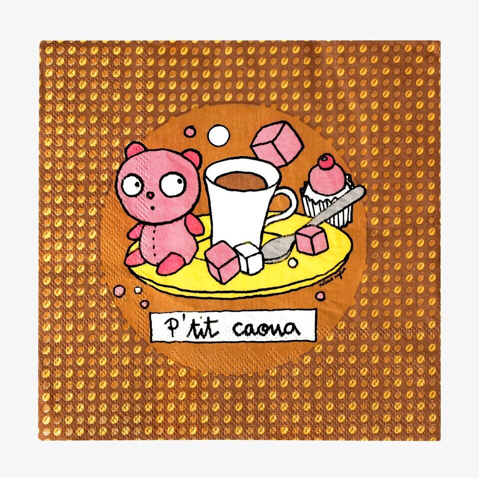 Servetter Cacao från Derriére la porte med björn och kakao