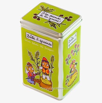 Plåtburk Korn lime från Derriére la porte med livfull design