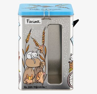 Plåtburk Mjöl från Derriére la porte med illustrationer