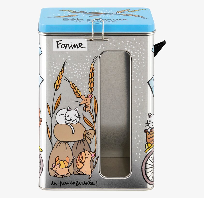 Plåtburk Mjöl från Derriére la porte med illustrationer