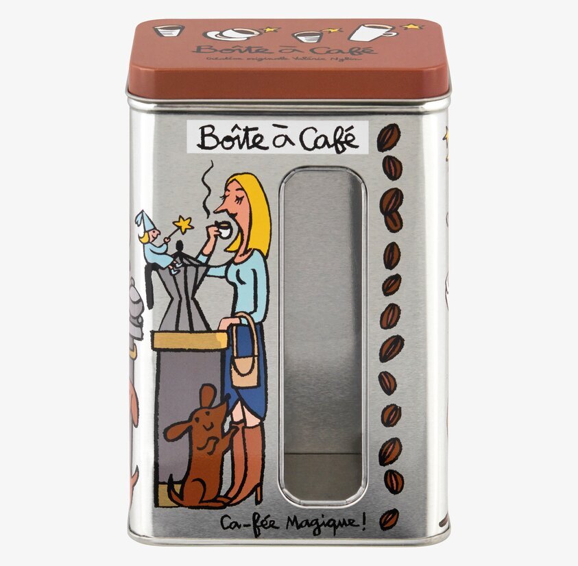 Plåtburk Kaffe från Derriére la porte med lekfull design