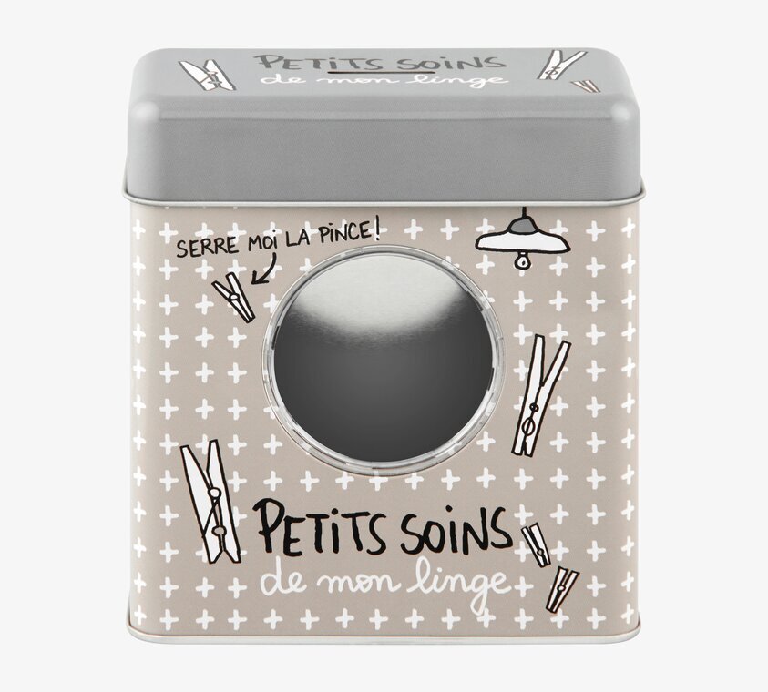 Plåtburk Klädnypor från Derriére la porte med mönster