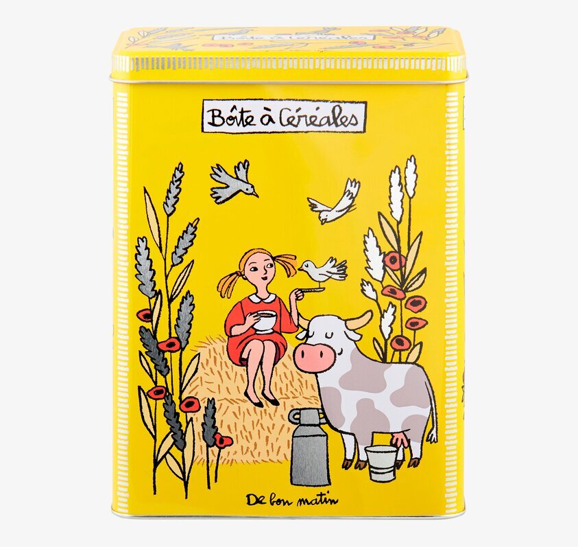 Plåtburk Flingor Gul från Derriére la porte med lantlig design