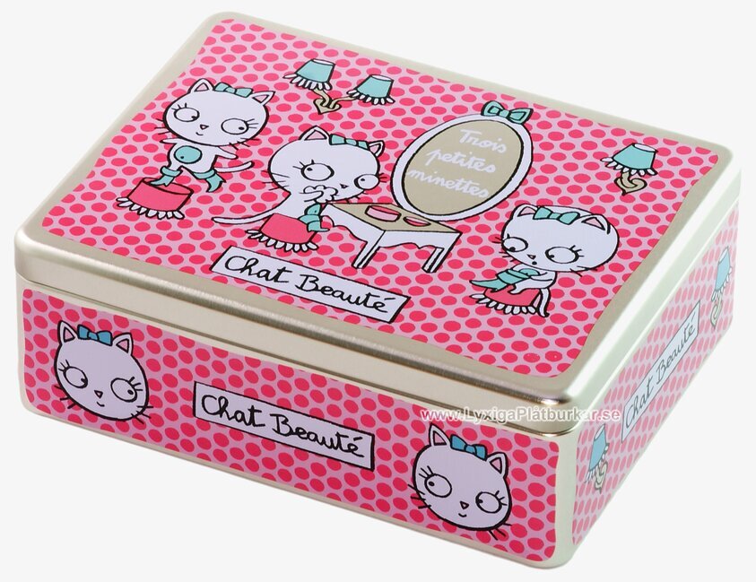 Plåtburk Kitkatt rosa från Derrière la porte med katter