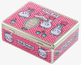 Plåtburk Kitkatt rosa från Derriére la porte med kattmotiv