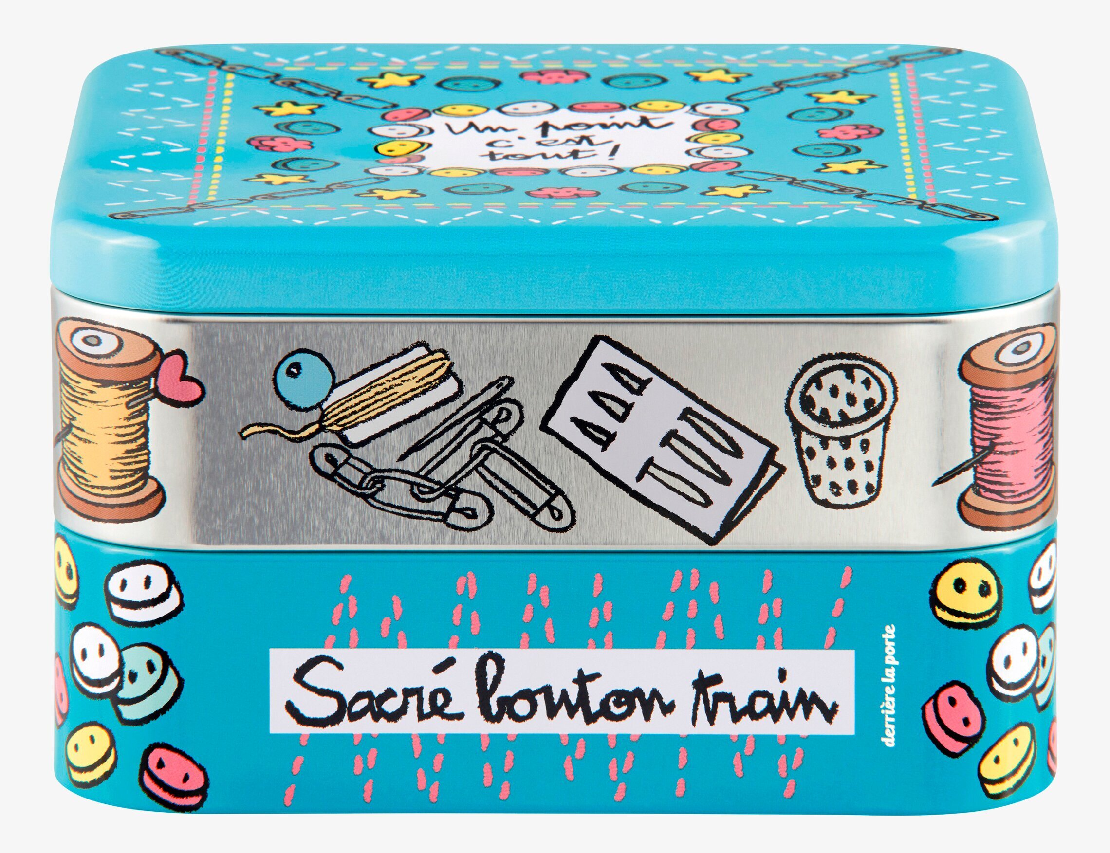 Plåtburk Sysaker från Derriére la porte med färgglad design