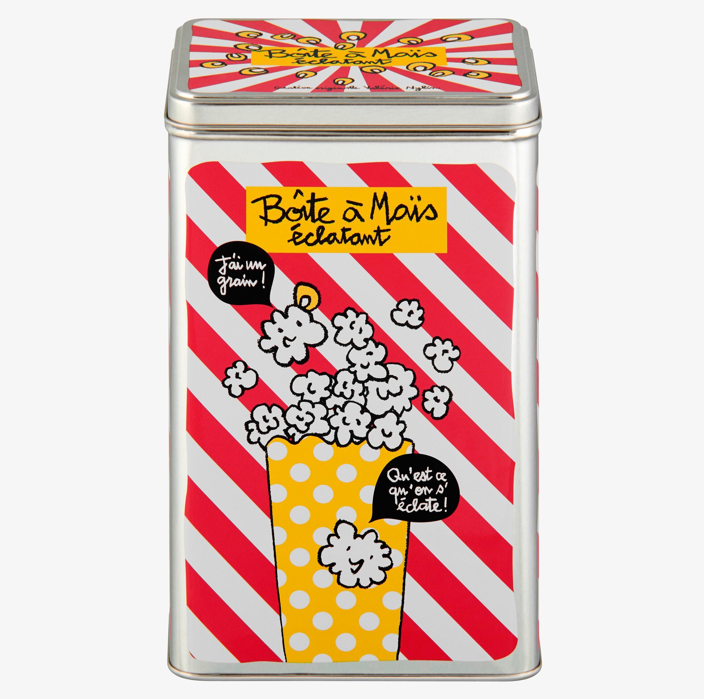 Plåtburk Popcorn från Derriére la porte med färgglad design