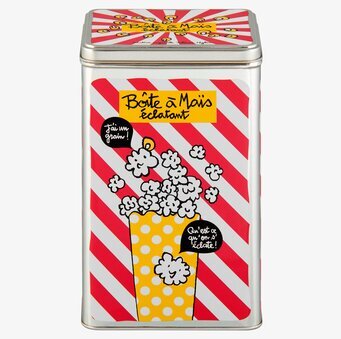 Plåtburk Popcorn från Derriére la porte med färgglad design