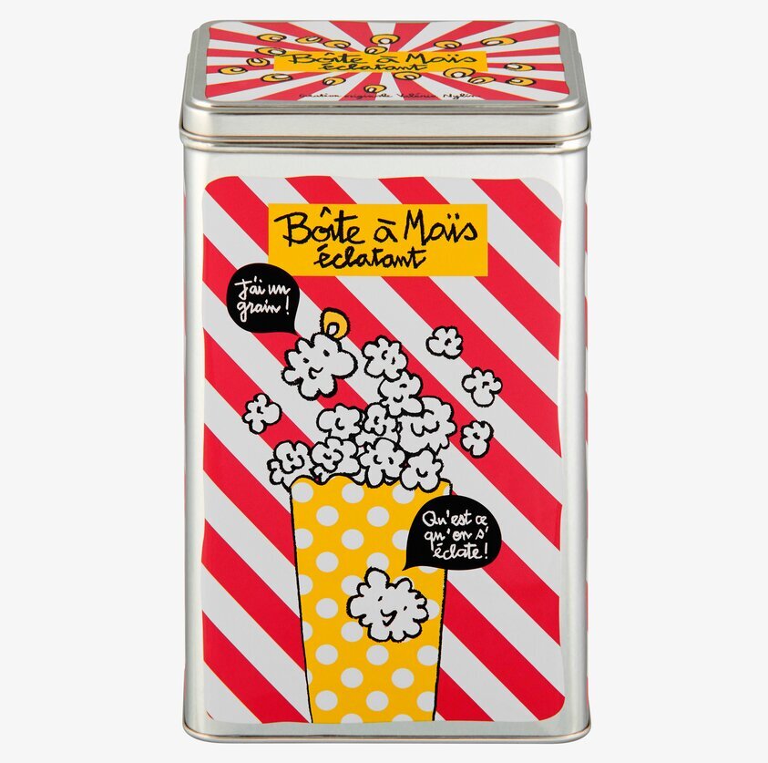 Plåtburk Popcorn från Derriére la porte med färgglad design