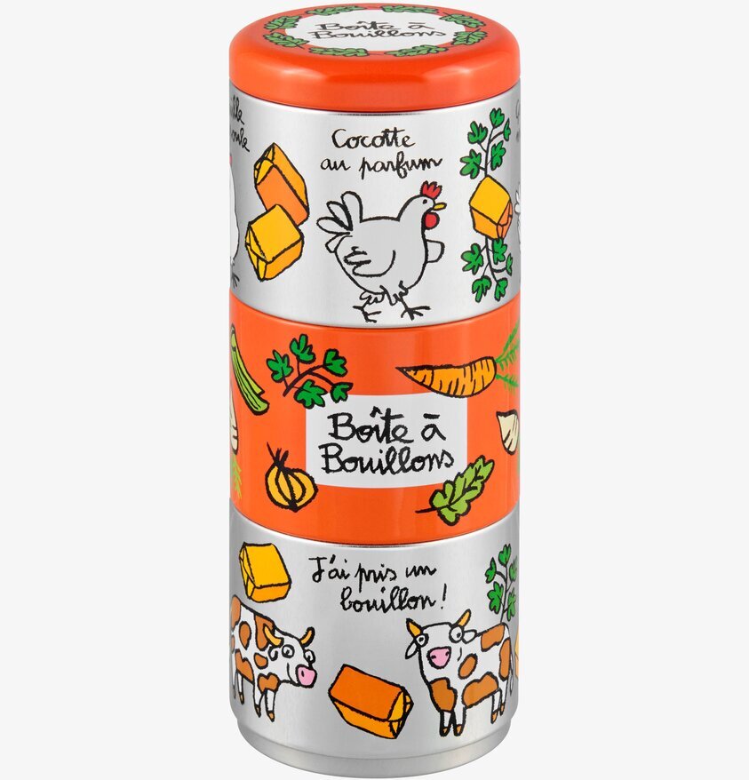 Plåtburk Buljong från Derriére la porte med färgglad design
