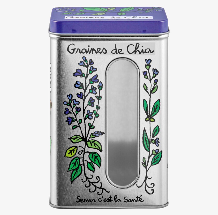 Plåtburk Chia från Derriére la porte med växtmönster
