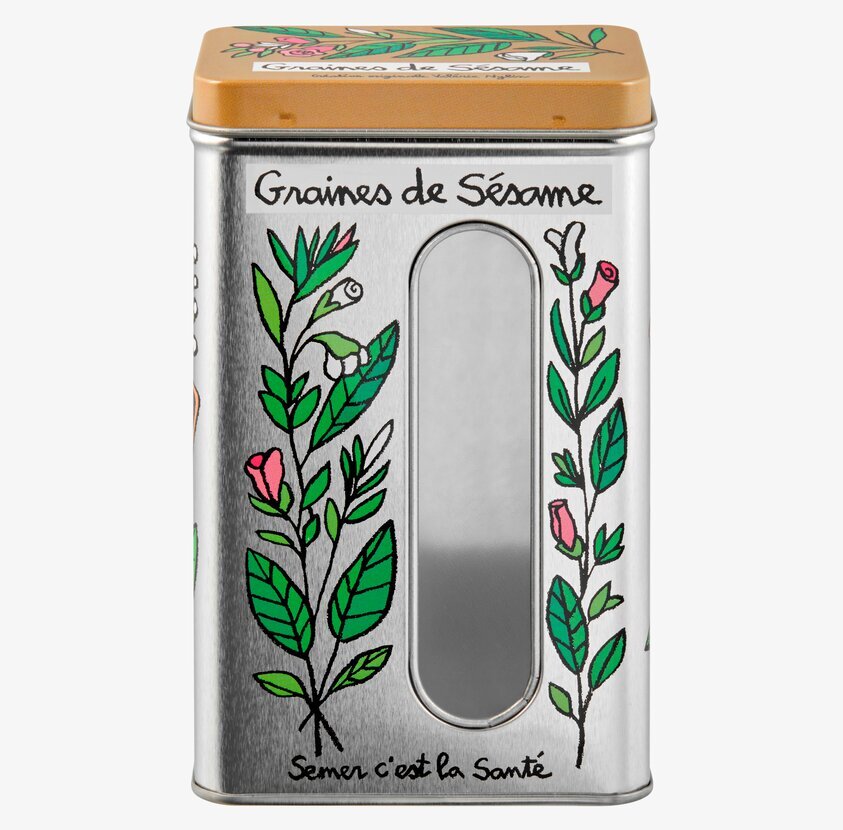 Plåtburk Sesam från Derriére la porte med växtmotiv