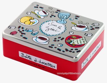 Plåtburk Espresso zink från Derrière la porte i röd färg