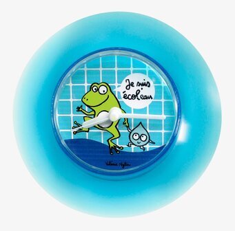 Bild av lekfull badrumsklocka med miljömedveten design