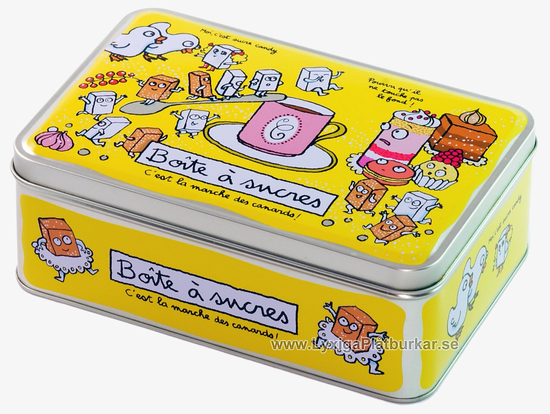 Plåtburk Sockerbit gul från Derriére la porte, färgglad