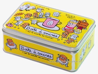 Plåtburk Sockerbit gul från Derriére la porte, färgglad