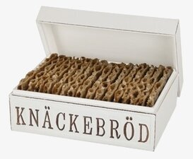 Bild av rustik vitmålad trälåda för knäckebröd