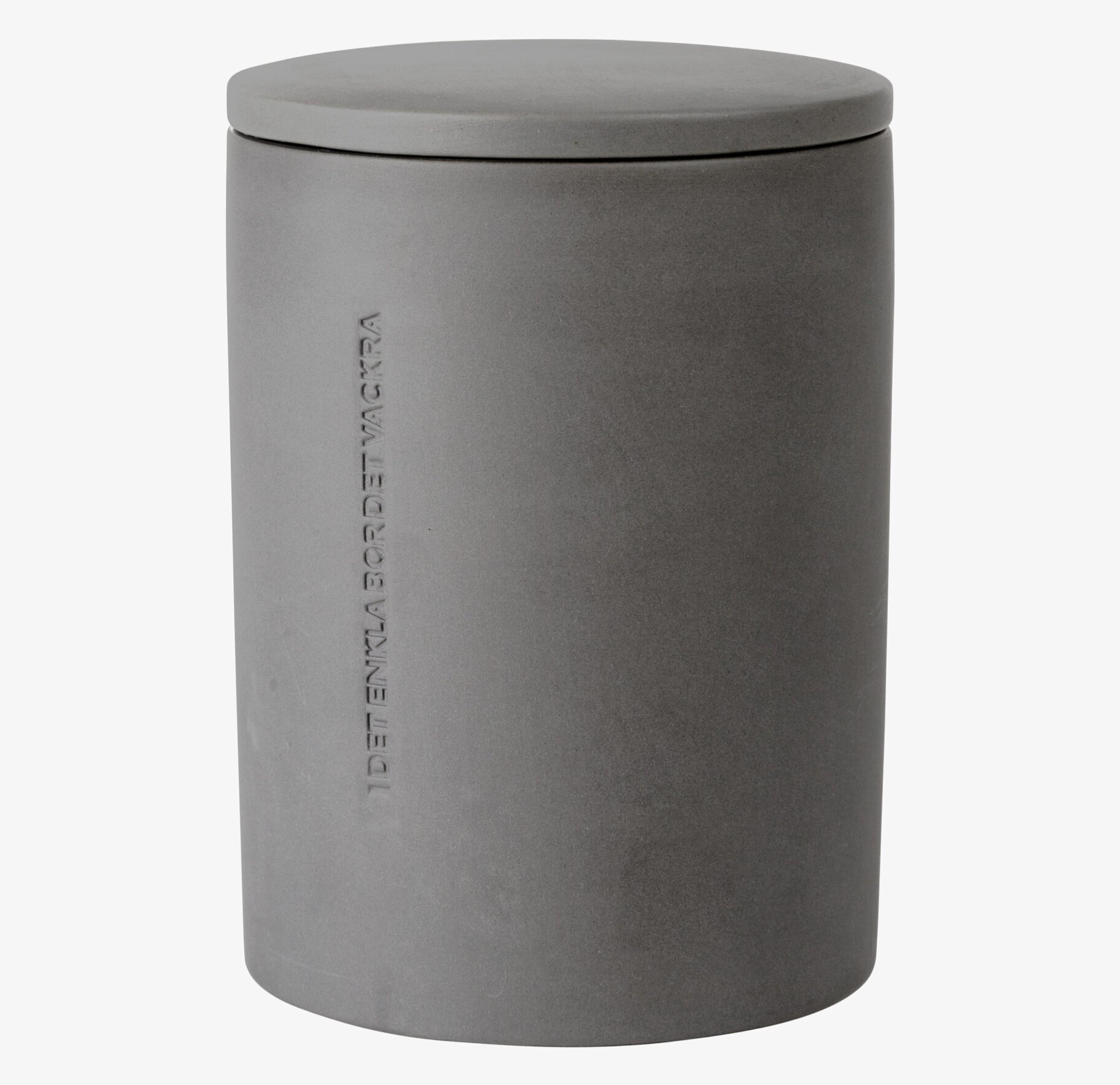 Förvaringsburk Grå från Ernst med ingraverad text och lock