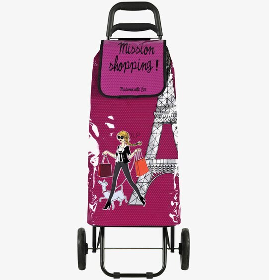 Bild av en livfull shoppingvagn med parisisk känsla