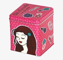 Plåtburk Hårspännen från Derriére la porte med rosa prickar