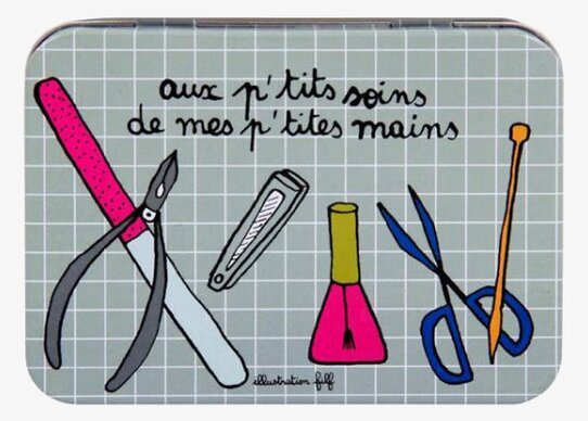 Plåtburk Manikyrset Grå Ruta från Derriére la porte