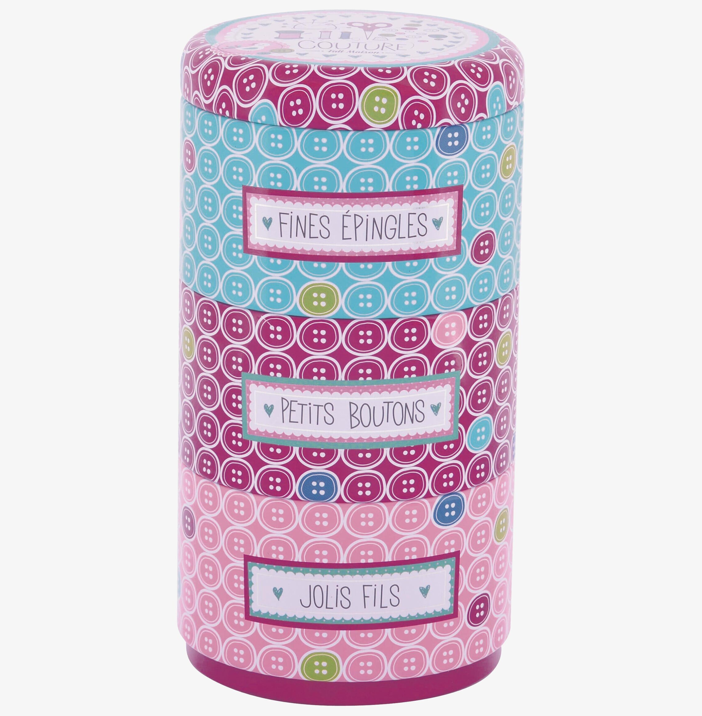 Plåtburk Sysaker 3-Delad från Derriére la porte, färgglad