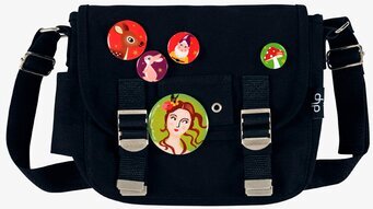 Bild av färgstark axelväska med konstnärliga motiv