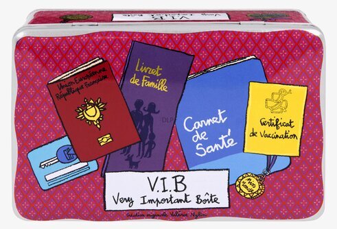 Plåtburk V.I.B från Derriére la porte med färgglad design